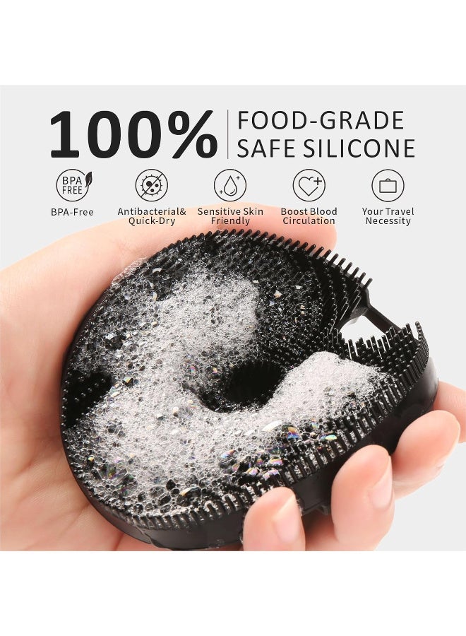 استريكو فرشاة الجسم المصنوعة من السيليكون، فرشاة تقشير سوداء مع شعيرات ناعمة ومرنة، لتنظيف الجسم بالكامل وتعزيز الدورة الدموية - Image 3